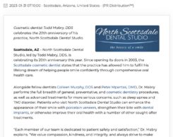 Scottsdale cosmetic dentist has operated for 20 years as of March 2023.