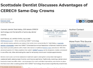 Scottsdale cosmetic dentist details the benefits of CEREC<sup>®</sup> same-day crown restorations.