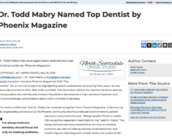 Dr. Todd Mabry, a Scottsdale dentist, was named to Phoenix Magazine’s “Top Dentists” list for 2026